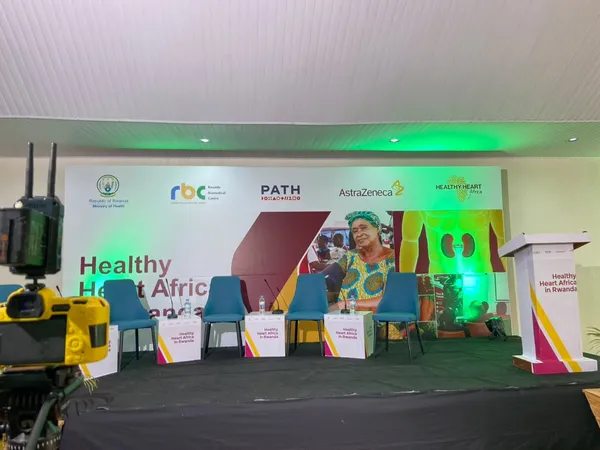Healthy Heart Africa event stage with a Mareno camera in the foreground